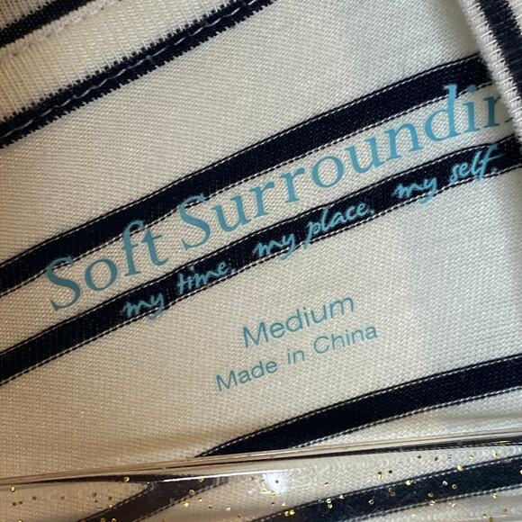 Soft Surroundings Womens Size Medium Striped Top Black White Long Sleeve Stretch - Picture 7 of 8